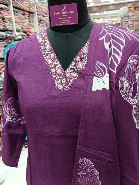 Pure Cotton 3 Pcs Salwar Set - PCS11