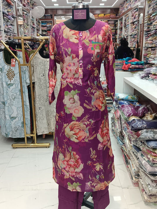 Premium Party Wear 3 Pcs Purple Salwar Set - PPSS03