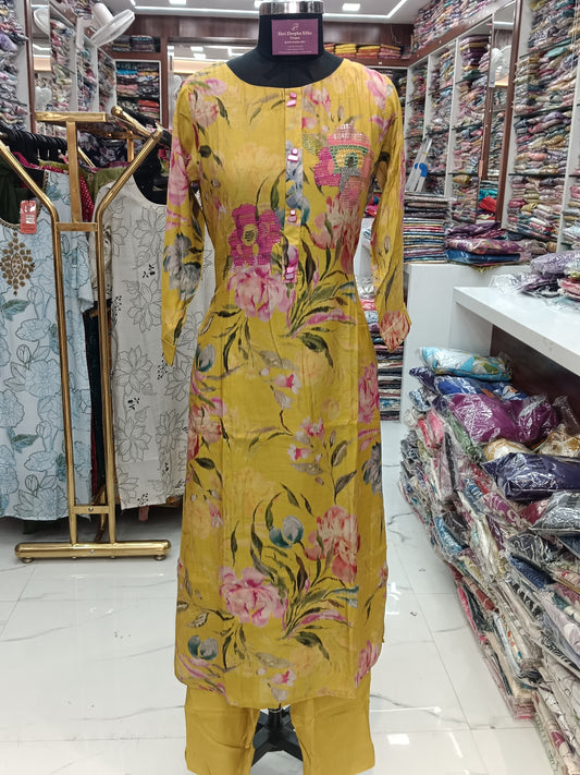 Premium Party Wear 3 Pcs Yellow Salwar Set - PPSS01