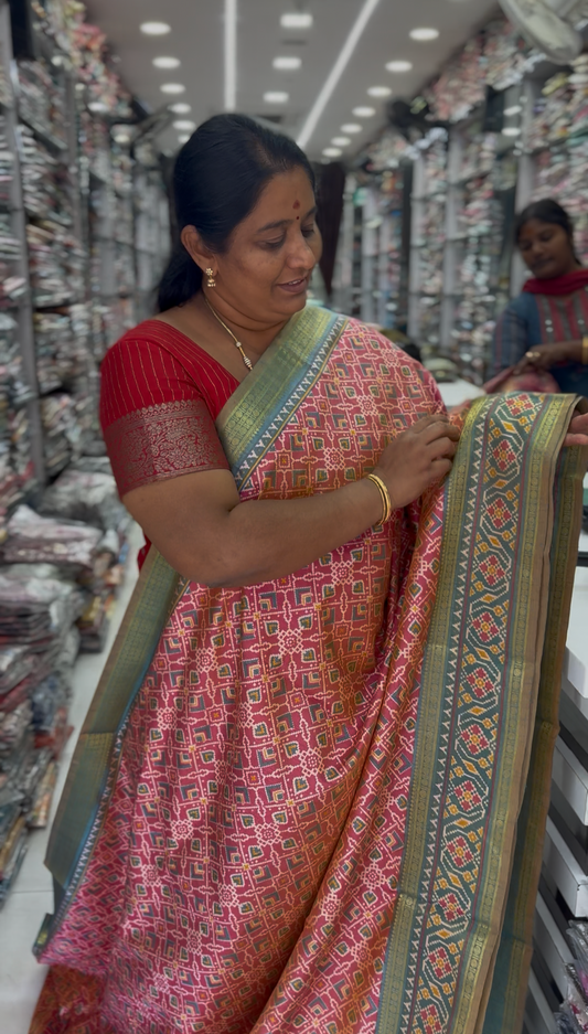 Double Batik with Zari Border Silk Saree - SS02