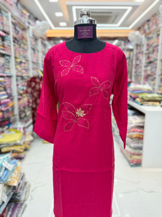 Shimmer Silk Straight Cut Kurti - SCKT77