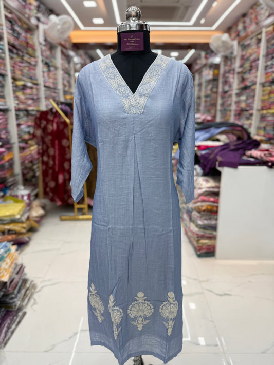 Soft Crinkle Straight Cut Kurti - SCKT85