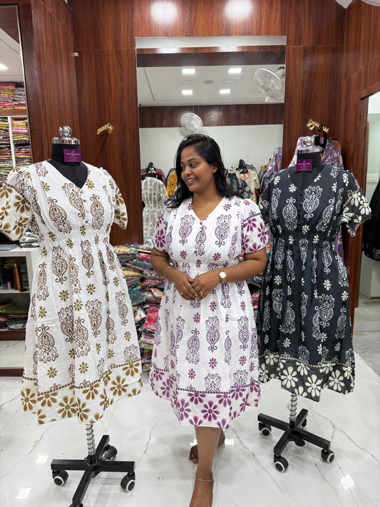 White & Lilac Western Midi - WM19