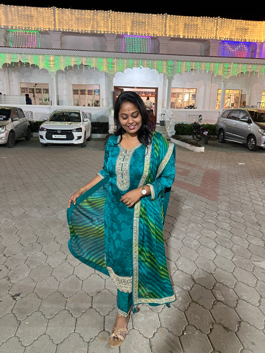 Premium Party Wear Pure Silk Embroidery 3 Pcs Salwar Set