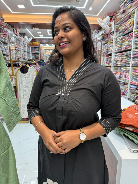 Petal Drop Mirror Work Plain Co Ord Set - PCOS05