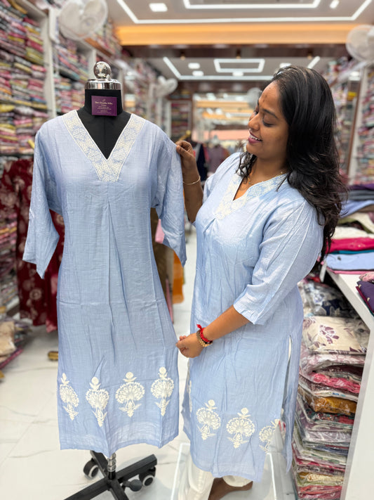 Soft Crinkle Straight Cut Kurti - SCKT85