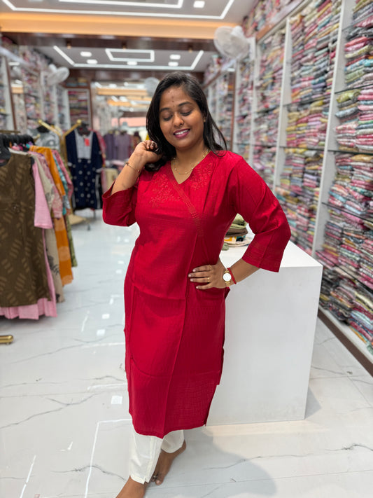 Jacquard Silk Straight Cut Kurti - SCKT73