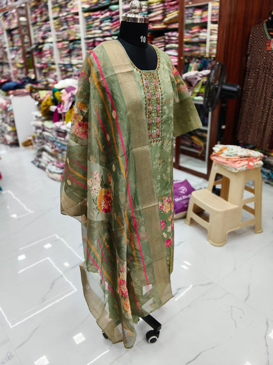 Premium Party Wear Pure Muslin Digital Print 3 Pcs Salwar Set