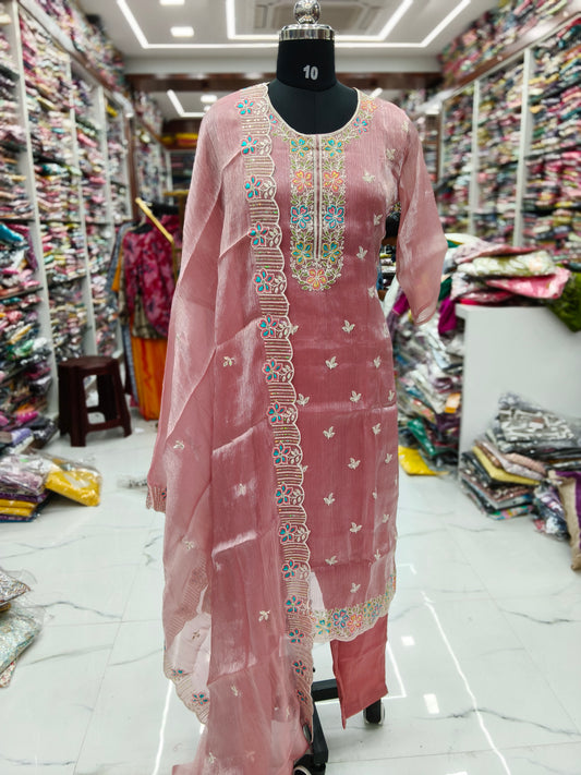 Premium Party Wear Pure Organza 3 Pcs Salwar Set