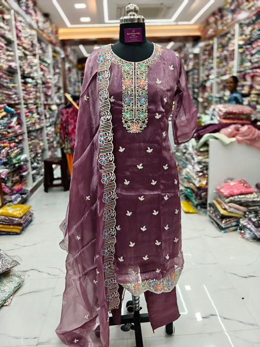 Premium Party Wear Pure Organza 3 Pcs Salwar Set