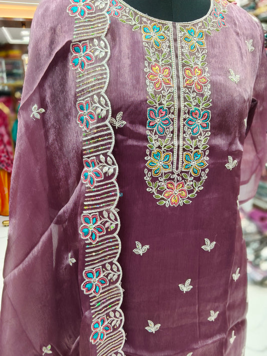 Premium Party Wear Pure Organza 3 Pcs Salwar Set