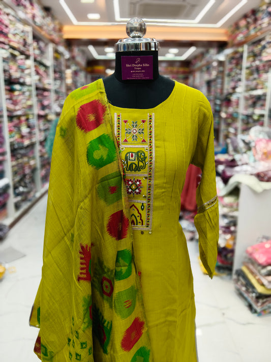 Premium Party Wear Rinkle Silk 3 Pcs Salwar Set