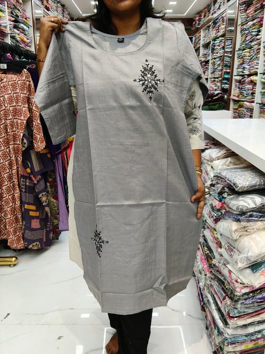 Budget Linen Cotton Kurti Grey -BLK20