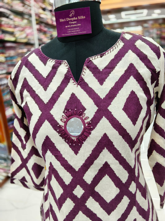 Linen Cotton Mirror Work Set - LC05