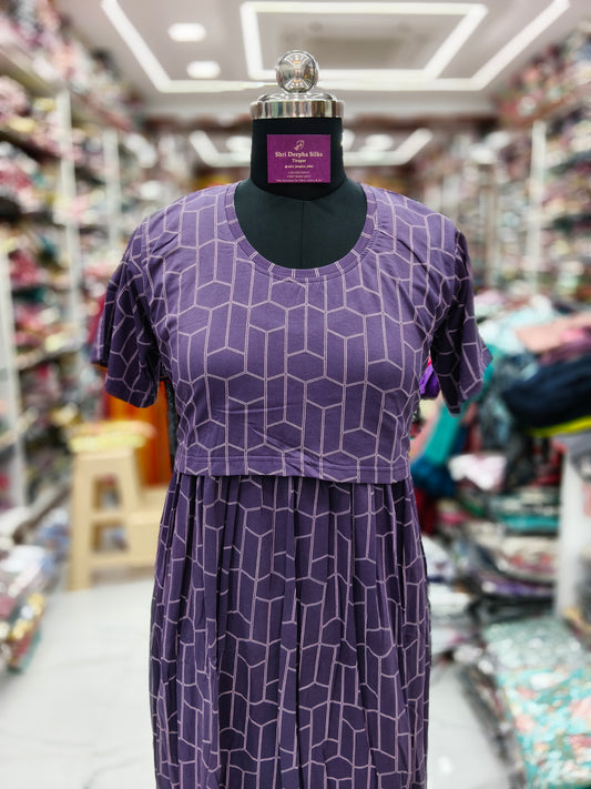 Soft Hosiery Cotton Purple Honey Comb Feeding Midi - FM02