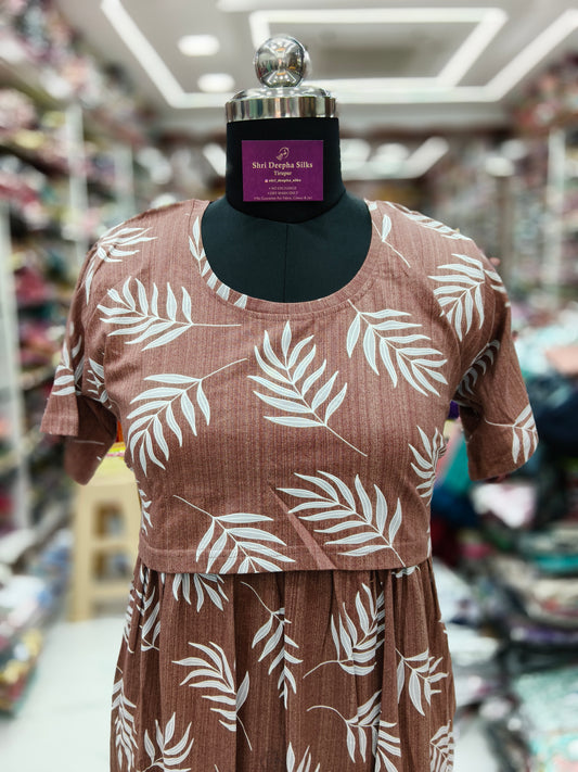 Soft Hosiery Cotton Brown Leaf Feeding Midi - FM03