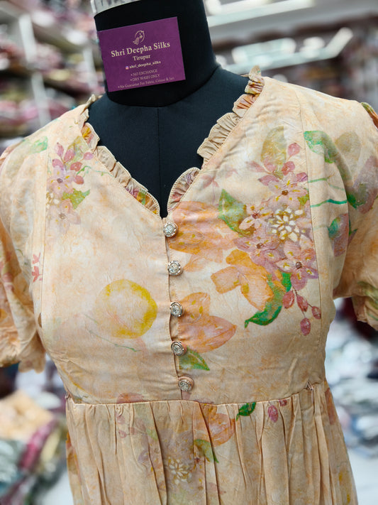 Premium Spun Cotton V Neck Floral Feeding Maxi - FM09