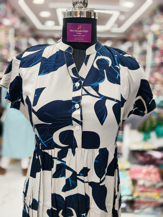 Spun Cotton Blue Butterfly Feeding Midi - FM13