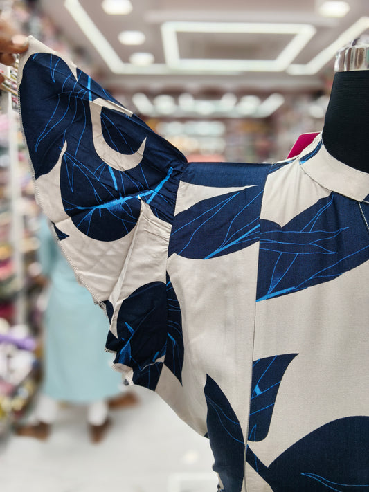 Spun Cotton Blue Butterfly Feeding Midi - FM13