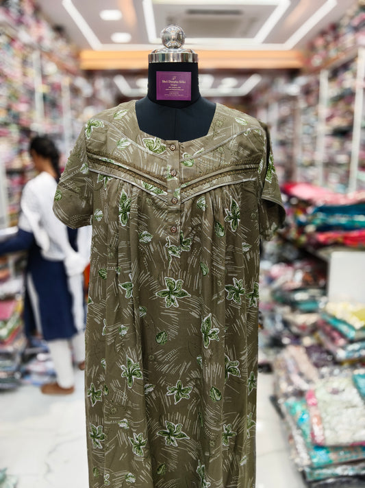 Spun Cotton Front Pleated Nighty