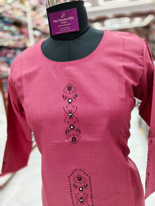 Budget Linen Cotton Kurti Pink - BLK23