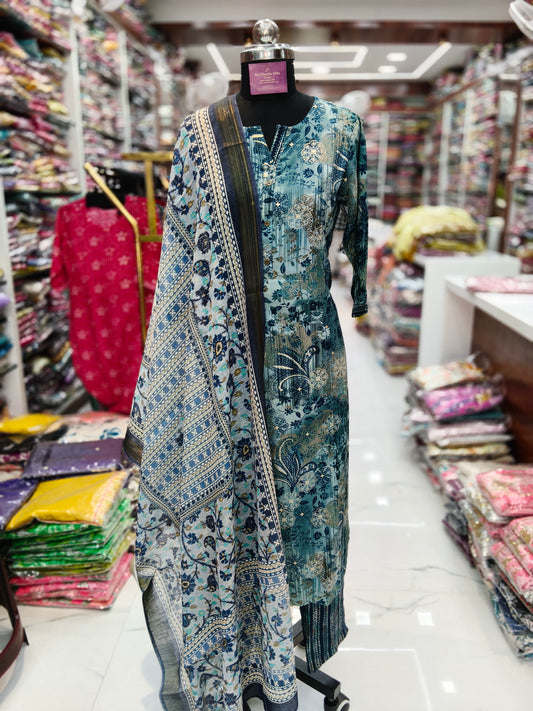 Office Wear Spun Cotton 3 Pcs Salwar Set -OSS06