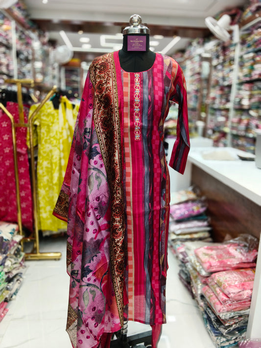 Premium Party Wear Modal Silk 3 Pcs Salwar Set - PSS