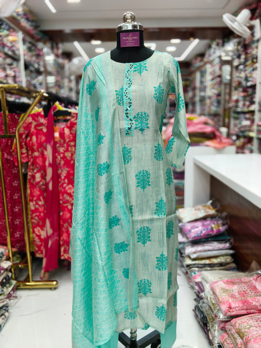 Premium Party Wear Modal Silk 3 Pcs Salwar Set - PSS