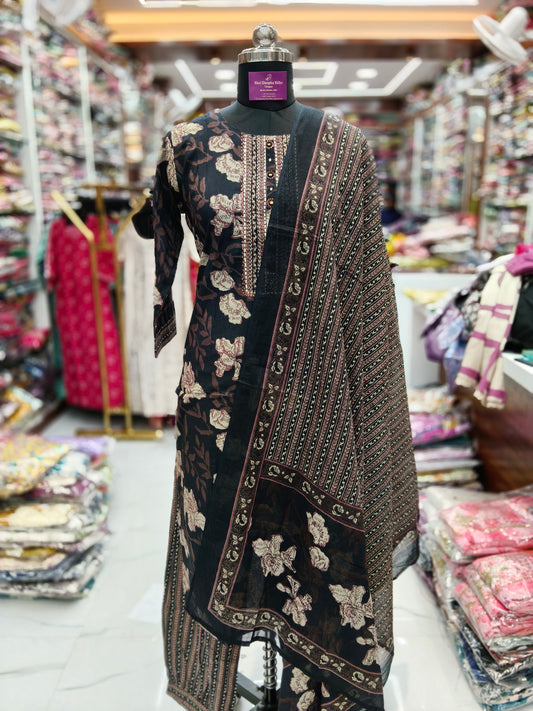 Pure Cotton 3 Pcs Salwar Set - PCS10