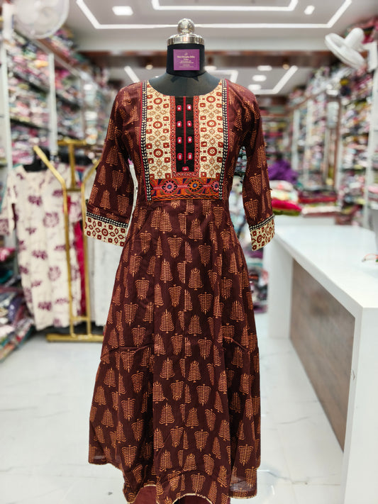 Pure Cotton 3 Pcs Anarkali Set - AS11