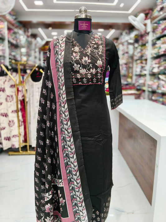 Pure Cotton 3 Pcs Salwar Set - PCS21