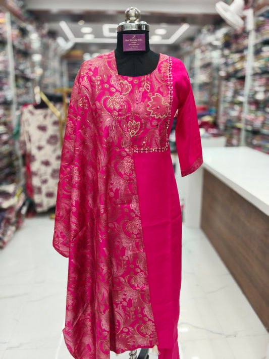 Premium Party Wear Silk 3 Pcs Salwar Set - PSS