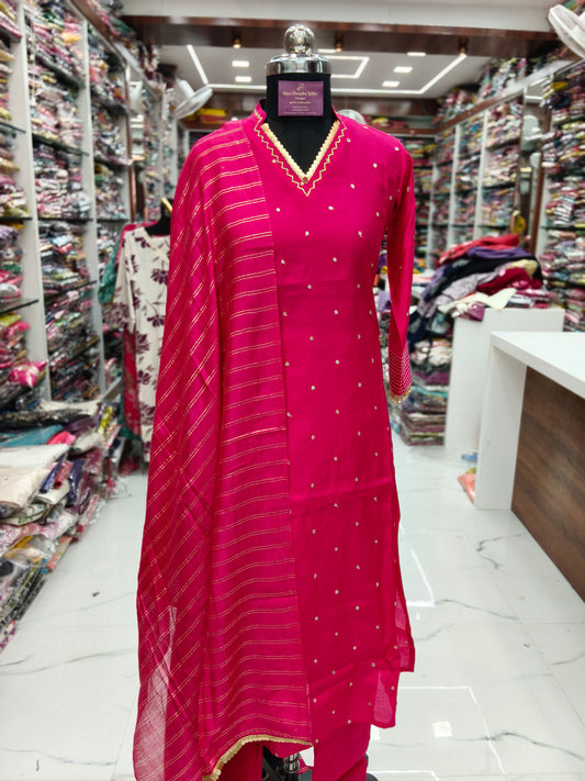 Premium Party Wear Silk 3 Pcs Salwar Set - PSS