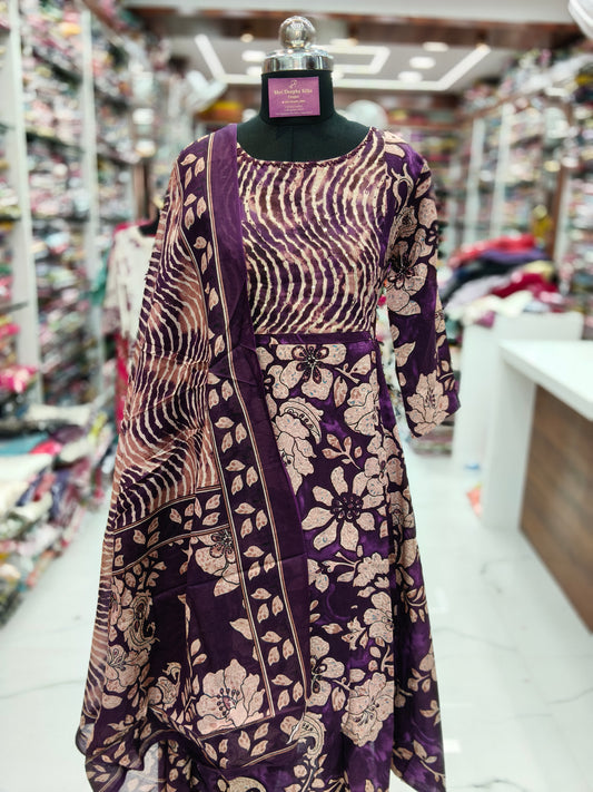 Pure Cotton 3 Pcs Anarkali Set