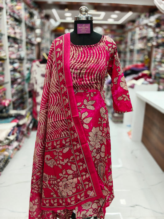 Pure Cotton 3 Pcs Anarkali Set