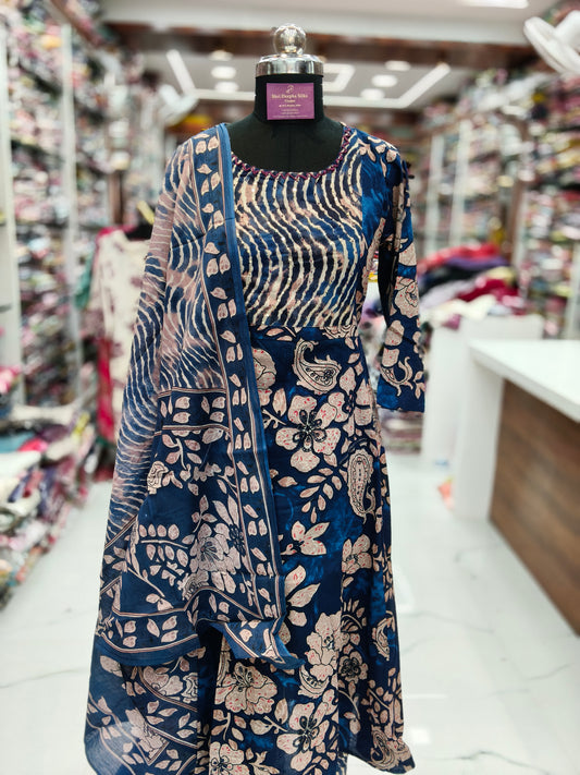 Pure Cotton 3 Pcs Anarkali Set