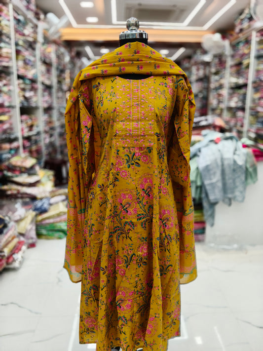 Premium Party Wear 3 Pcs Anarkali- PPSS38