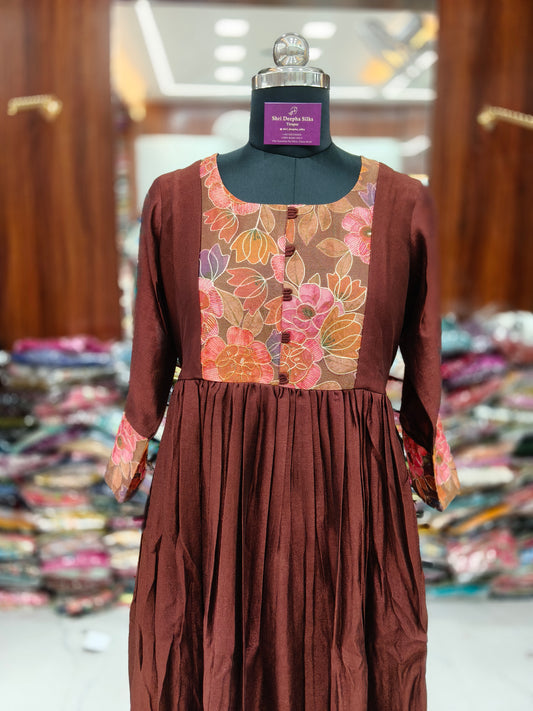 Pure Brown Chinon Silk Acrylic Maxi - AM05