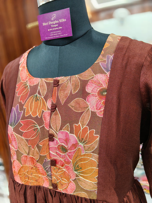 Pure Brown Chinon Silk Acrylic Maxi - AM05