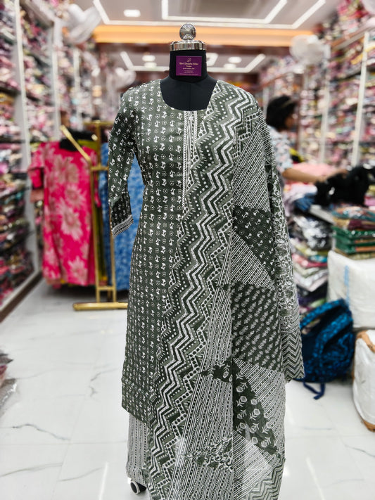 Pure Cotton 3 Pcs Salwar Set - PCSS14