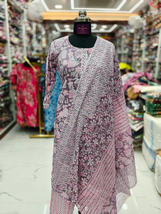 Pure Cotton 3 Pcs Salwar Set - PCSS15