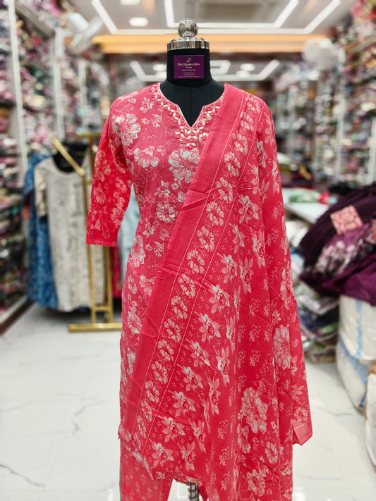 Pure Cotton 3 Pcs Salwar Set - PCSS22