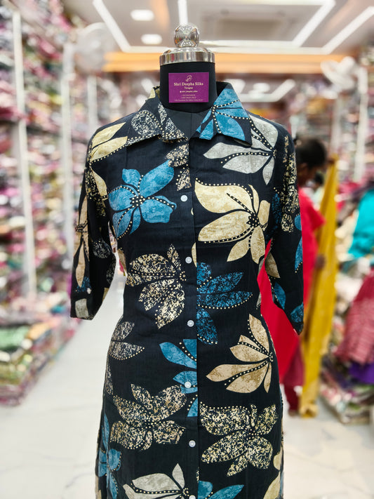 Aline Collar Neck Spun Cotton Co Ord Set - ACCS02