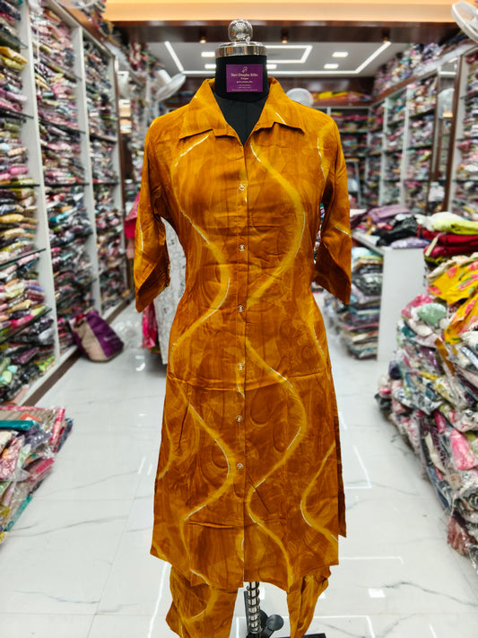 Aline Collar Neck Spun Cotton Co Ord Set - ACCS04