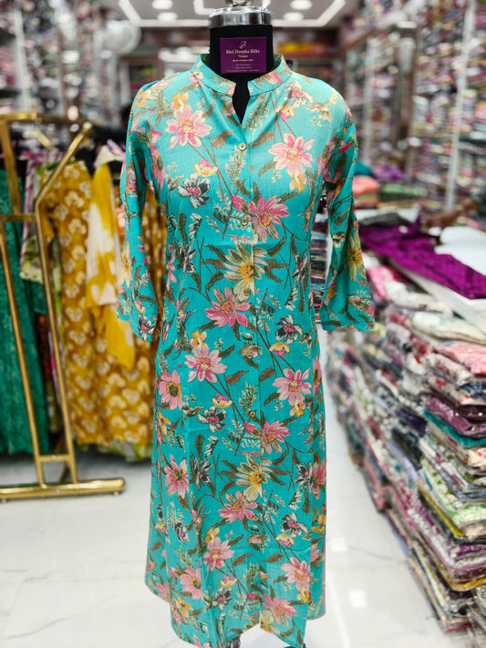 Spun Cotton Aline Kurti - ALKT15