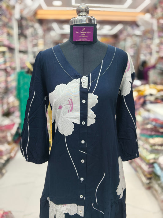 Spun Cotton Aline Kurti - ALKT23