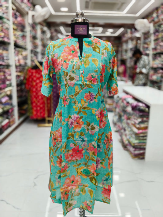 Crushy Silk Aline Kurti - AVKT09