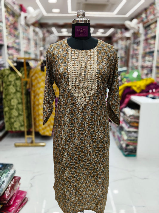 Spun Cotton Straight Cut Kurti - SCKT15