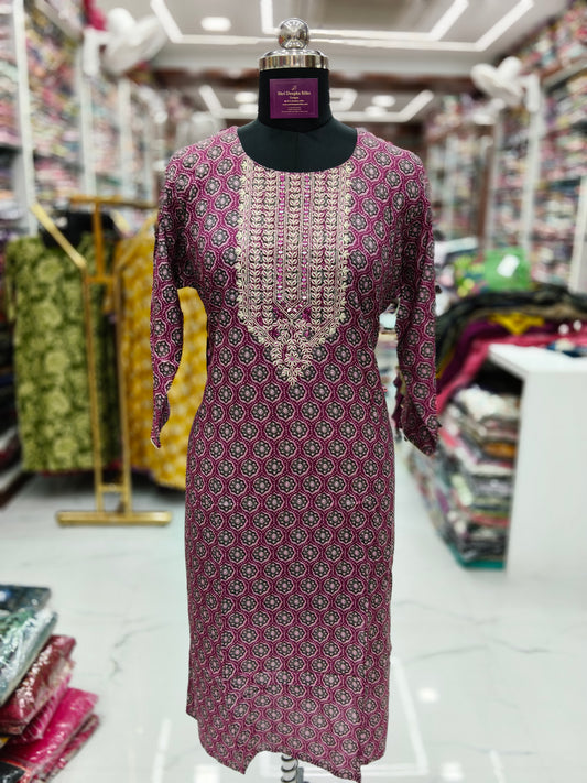 Spun Cotton Straight Cut Kurti - SCKT17