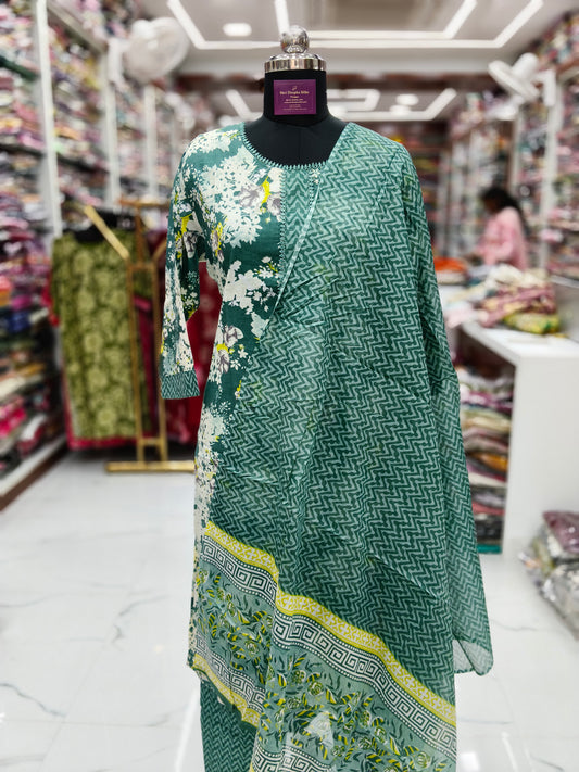 Casual Wear Pure Cotton 3 Pcs Salwar Set - CWSS33